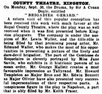 Review and cast in The Era (5 october 1907, p. 14)