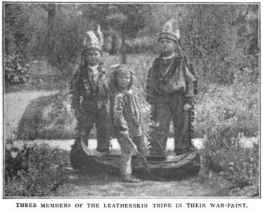 Three members of the leatherskin tribe in their war-paint.