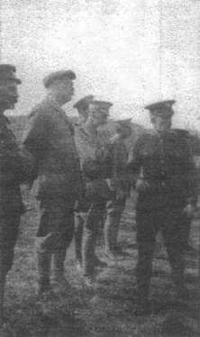 From left to right: unknown, Arthur Conan Doyle, Patrick Forbes (ACD's brother-in-law), Langton, Dennis and Colour Sargent Day. (ca. 1914-1918).