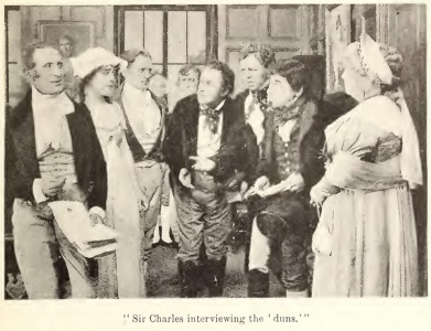 "Sir Charles interviewing the 'duns.'"