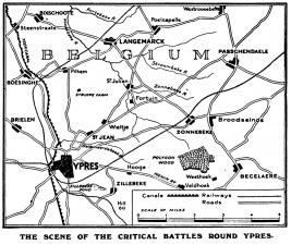 The scene o fthe critical battles round Ypres.