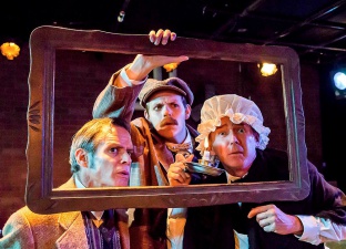 Dr. Watson (James FitzGerald), Sir Henry (Connor McCanlus) and Mrs. Barrymore (David Whalen)