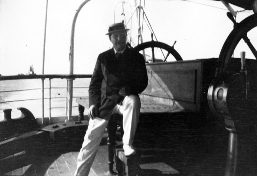 Arthur Conan Doyle aboard ship on Mediterranean Sea.