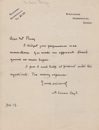 Letter to Ernest Percy (18 january 1920)