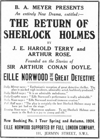 Ad for The Return of Sherlock Holmes (The Era, 24 october 1923, p. 5)