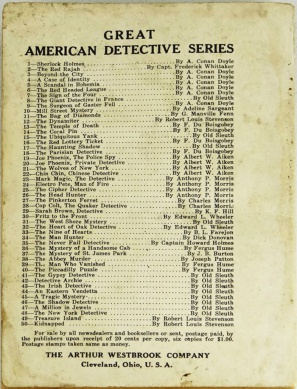 List of Great American Detective Series on back of Beyond the City (>1891)