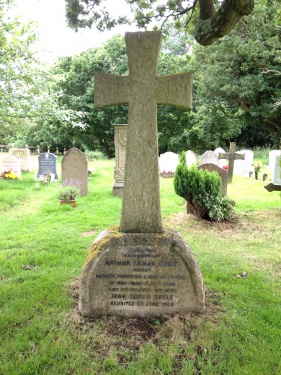 Arthur Conan Doyle's tombstone at All Saints church cemetery, Minstead, UK.
