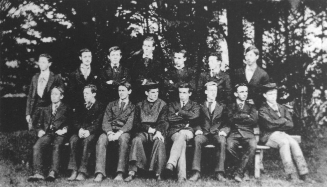Arthur with school mates (upper row, third from left) (ca. 1867~1868).