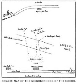 Holmes' map of the neighborhood of the school.