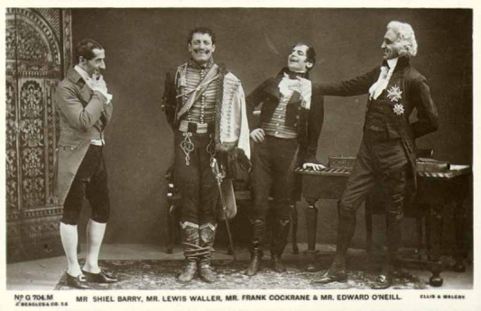 Monsieur D'Albert (Shiel Barry), Brigadier Gerard (Lewis Waller), Monsieur Bassompierre (Frank Cochrane) and Talleyrand (Edward O'Neill)