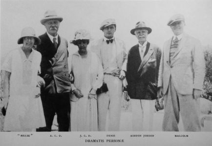 From left to right: "Billie", A. C. D., J. C. D., Denis, Ashton Jonson, Malcolm. November 1928. Frontispiece of Our African Winter.