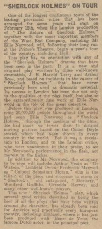 Sherlock Holmes on tour (The Daily Mail, 29 january 1924, p. 2)