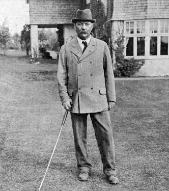 Arthur Conan Doyle at his home, Windlesham, Crowborough, Sussex (ca. april 1911)