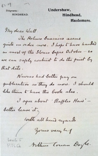Letter to Watt about Holmes, Newnes and Raffles Haw (undated)