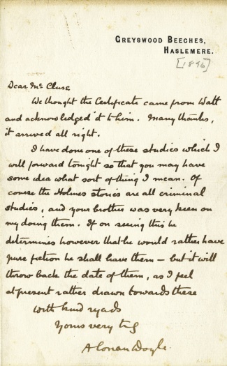 Letter to McClure about a study (1896)