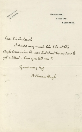 Letter to Sir Frederick Pollock about the Anglo-American dinner (ca. may 1898)