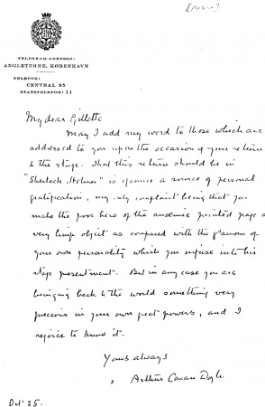 Letter to Mr Gillette (25 october 1929)