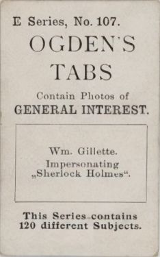Wm. Gillette (Ogden's Tab Cigarettes E Series No. 107) back