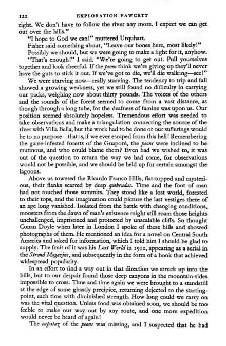 Exploration Fawcett (1953, Hutchinson & Co., p. 122).