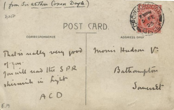 Postcard to Morris Hudson (5 february 1923)