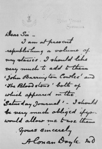 Letter about John Barrington Cowles and The Blood-Stone Tragedy (1885)