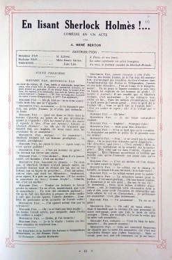 En lisant Sherlock Holmes in Les Belles Chansons de France (february 1923, p. 61)