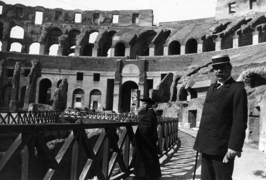 Arthur Conan Doyle at the Colosseum, Rome, Italy.