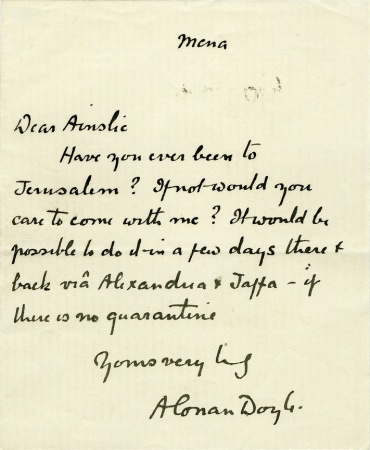 Letter to Douglas Ainslie about Jerusalem (1895)