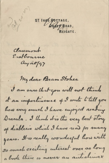 Letter to Bram Stoker (20 august 1897)