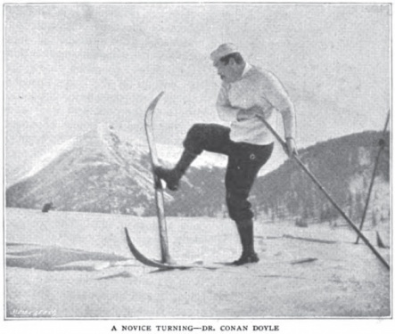 Arthur Conan Doyle attempting to turn on ski. (An Alpine Pass on "Ski")