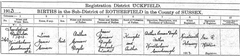 File:Birth-certificate-lena-jean-conan-doyle-1913-Mar-UCKFIELD-02B-187.jpg