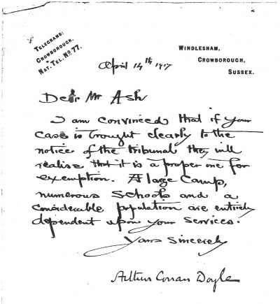 Letter to Richard Guy Ash (14 april 1917)