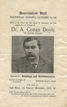 Flyer of Arthur Conan Doyle's lecture: Readings and Reminiscences (31 october 1894).