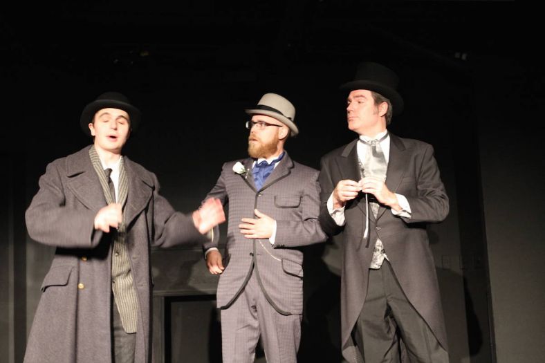 Inspector Lestrade (Trystan Luck), Dr. Watson (Paul Sutherland) and Sherlock Holmes (Jason Steele)