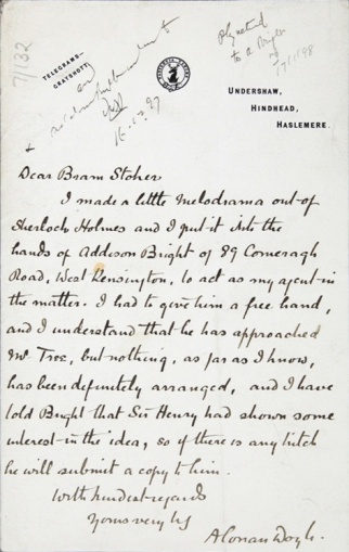 Letter to Bram Stoker about a melodrama (undated)