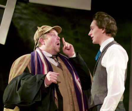 Dr. Watson (Peter Church) and Mycroft Holmes (Andrew Legg)