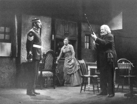 Sgt. MacDonald (Jason Dietrich), Norah Brewster (Shauna Black) and Corp. Brewster (Tony Van Bridge)