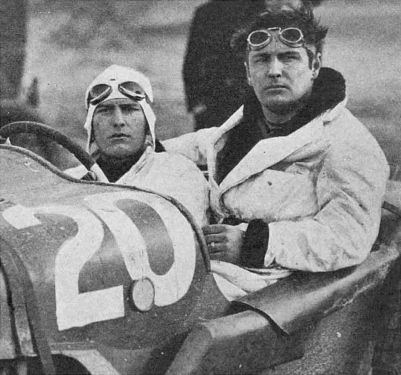 Adrian and Denis (right) at the meeting of the Southport Motor Club, which held its races on the Ainsdale Sands, Southport (ca. april 1930).