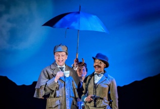 Sherlock Holmes (David Leonard), Mrs. Hudson (Joanna Holden) & Dr. Watson (Elexi Walker)
