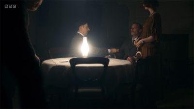Mr. Engholm (Denis Michallet), Evan Powell (Samuel Collings) and Mrs. Maudslay (Alexandra King)