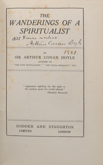 All Xmas wishes, Arthur Conan Doyle 1921. Dedicace in The Wanderings of a Spiritualist (Hodder & Stoughton Ltd.)