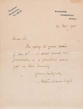 Letter about prohibition (20 november 1925)