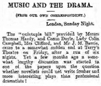 Review in The Glasgow Herald (12 june 1893, p. 4) End after six nights...