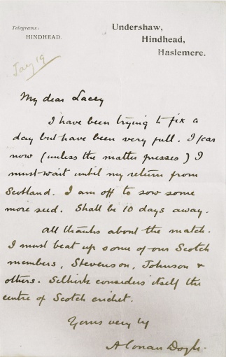 Letter to Lacey about cricket (undated)