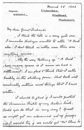 Letter to Grant Richards (25 march 1903)