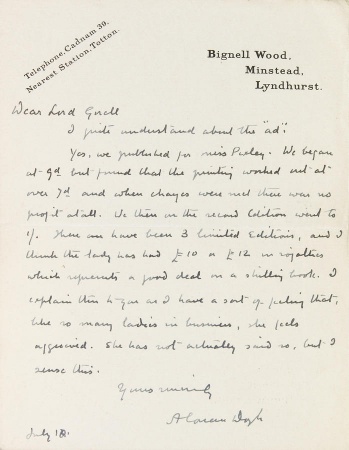 Letter to Lord Gorell about Miss Puxley (10 july)
