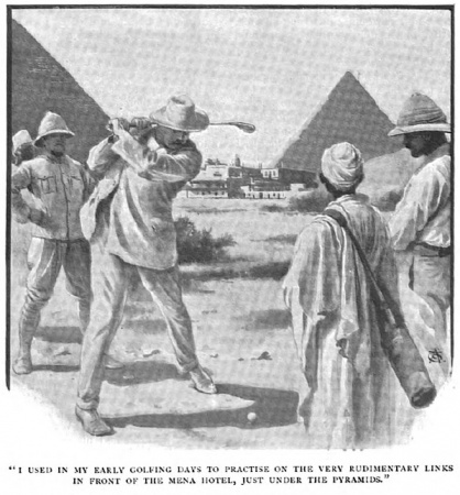 Arthur Conan Doyle practising golf at Mena, Egypt.