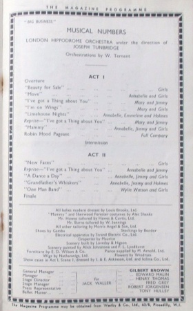 Streatham Hill Theatre (programme, songs)