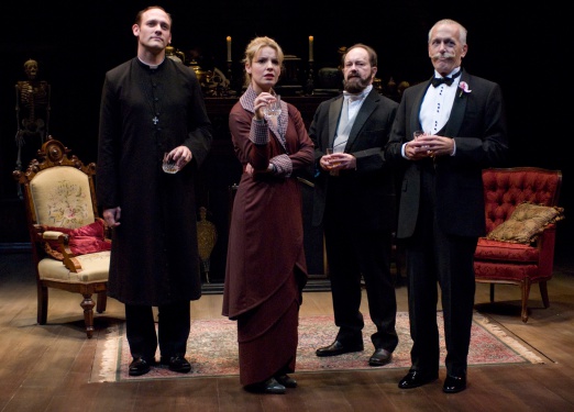Pierre Teilhard de Chardin (Coburn Goss), Rebecca Eastman (Kate Arrington), Arthur Woodward (Alan Wilder) and Charles Dawson (Larry Yando)