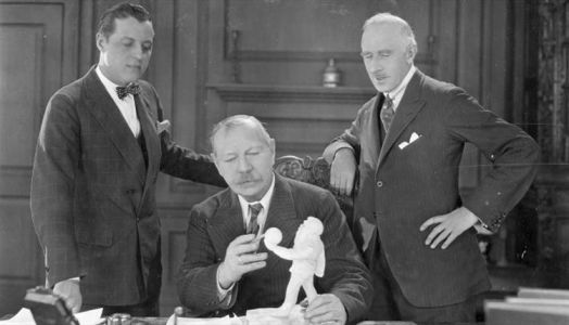 Arthur Conan Doyle with Watterson R. Rothacker (left) and J. G. Wainwright (right). (1924)